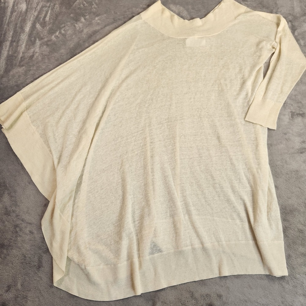 MM6 Maison Martin Margiela Asymmetrical Linen Silk Drape Sweater Top Cream L